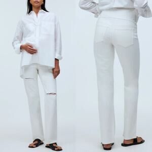 NWT Madewell The Maternity Over the Belly '90s Straight Jean Tile White Size 27
